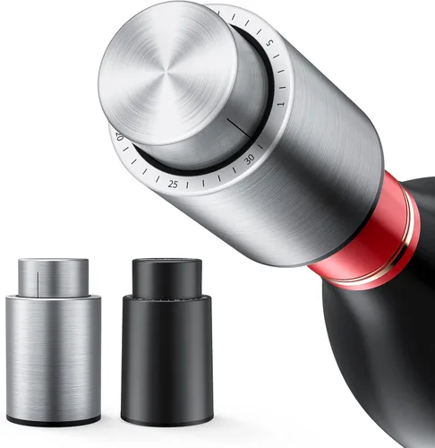 Miniatura 8 de Tapones para botellas de vino, tapón de vino al vacío 2 en 1, ahorradores de vino de acero inoxidable, conservador de vino reutilizable, tapones