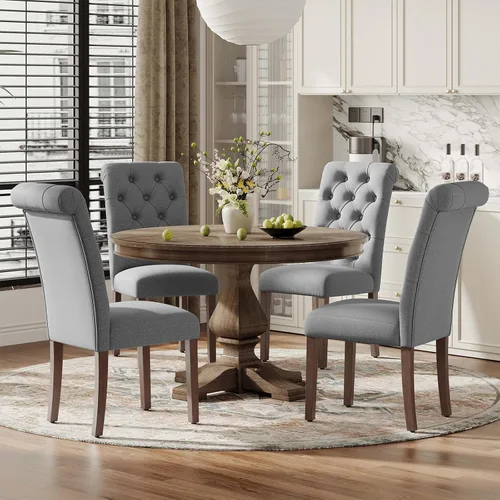 Miniatura 22 de MALOL Parsons - Juego de 4 sillas de comedor tapizadas copetudas, sillas de cocina con asiento acolchado y patas de madera maciza, sillas laterales