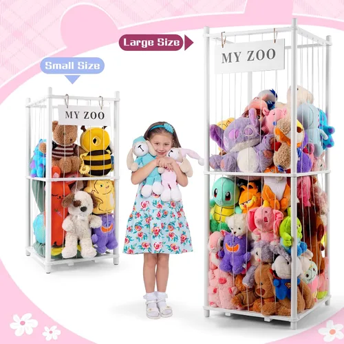 Miniatura 7 de GLDZI Almacenamiento de Animales de Peluche Zoo, Organizador de Animales de Peluche de Madera con Cuerdas Elásticas para Niños y Niñas, Soporte