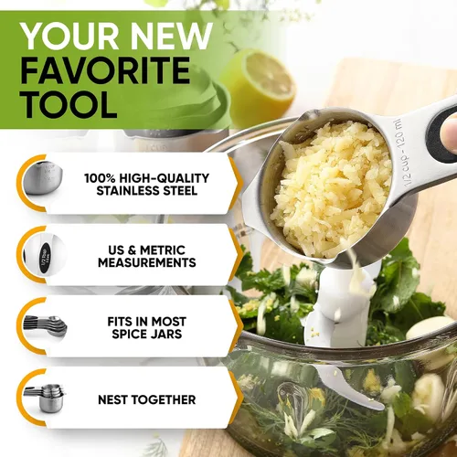 Miniatura 5 de Spring Chef Juego de tazas y cucharas medidoras magnéticas, patentado, imanes fuertes N45, acero inoxidable resistente que cabe en tarros