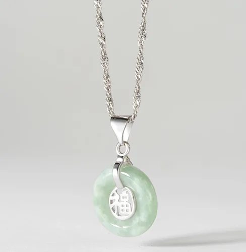 Miniatura 5 de MORGAN & PAIGE . Collares de plata de ley 925 bañados en rodio de jade genuino para mujer, collar de plata esterlina delicado y ligero de jade verde