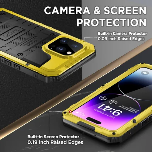 Miniatura 6 de Beasyjoy Funda impermeable para iPhone 14 Pro Max, funda de metal resistente con protector de pantalla integrado, protección de cuerpo completo