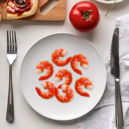 Miniatura 8 de Hiawbon 15 figuras artificiales de camarones de plástico realistas, camarones pelados falsos, modelo de camarones de comida simulados para el hogar