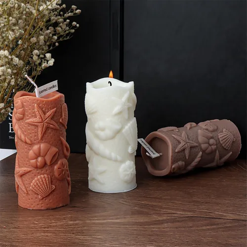 Miniatura 4 de Molde de Vela de Concha Molde de Cilindro de Concha Molde de Pez de Silicona Onda Espiral para Velas - Moldes de Fundición de Resina de Silicona