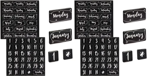 Miniatura 10 de Juvale Números magnéticos para calendario de pizarra blanca, color negro, 50 piezas, imanes de números de calendario y días y meses magnéticos