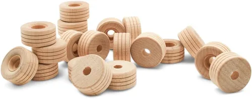 Mini ruedas de madera con banda de rodadura, 1 pulgada de diámetro, paquete de 25, para manualidades y modelos de automóviles de bricolaje, por