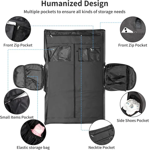 Miniatura 4 de LemoHome Bolsas de ropa con ruedas para viajes, bolsa de lona convertible, bolsas enrollables para viajes, bolsa de ropa con ruedas, equipaje