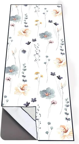 Miniatura 16 de QiyI Toalla para Esterilla de Yoga con Bolsillos en las Esquinas, Toallas de Yoga Antideslizantes que Absorben el Sudor para Yoga Caliente, Mantas