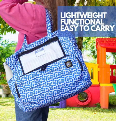 Miniatura 6 de Bolsa grande para pañales preescolares para guardería con correa para el hombro, bolsillos aislados para botellas, bolsillo húmedo y tarjeta