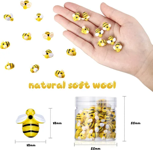 Miniatura 2 de Hicarer 45 piezas de abejas pequeñas, decoración de fiesta, decoración de fiesta, adorno en forma de abeja de resina de miel con caja