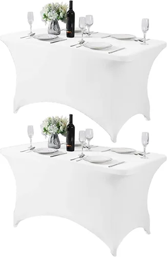Miniatura 118 de Mantel de elastano para mesas de 4, 6 u 8 pies, mantel elástico universal ajustable para fiestas, banquetes, bodas y eventos - Verde manzana