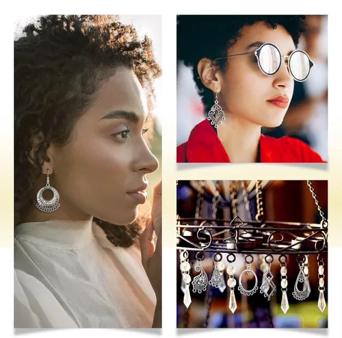 Miniatura 7 de JIALEEY Juego de aretes de plata tibetana envejecida, aretes de araña, kit de fabricación de joyas para aretes y colgantes de dijes, paquete surtido
