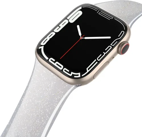 Miniatura 11 de EDIMENS Correa deportiva compatible con correas de Apple Watch de 1.61, 1.49, 1.57 y 1.57 pulgadas, correa de repuesto pequeña de silicona brillante