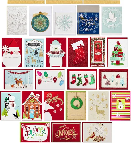 Miniatura 4 de Hallmark - Juego de 24 tarjetas navideñas hechas a mano en caja (conjunto de 24 tarjetas de felicitación especiales para las fiestas y sobres)