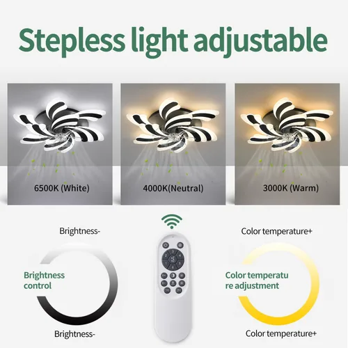 Miniatura 2 de Ventilador de techo moderno de perfil bajo con luz y control remoto, lámpara de montaje empotrado de 31 pulgadas para sala de estar, comedor