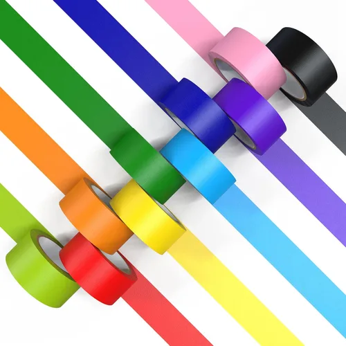 CHIYUNS Cinta adhesiva de color, cinta de pintores de color para niños, 10 rollos de 1 pulgada de ancho x 12 yardas cada uno, cintas de papel