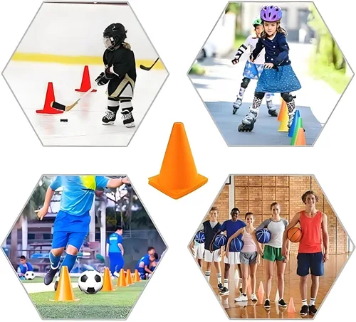 Miniatura 6 de Conos de fútbol YOQXHY (25 unidades, 7 pulgadas) Agility Training Sports Cone plástico con bolsa de transporte para niños fútbol Baloncesto Taladros