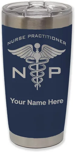 Miniatura 39 de LaserGram NP Nurse Practioner - Vaso aislado al vacío de 20 onzas, grabado personalizado incluido (negro)