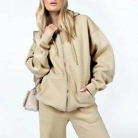 Miniatura 7 de Conjunto de 2 piezas de sudadera con capucha y pantalones con cremallera para mujer, sudadera con capucha Y2K, ropa de preparación Y2K, ropa estética