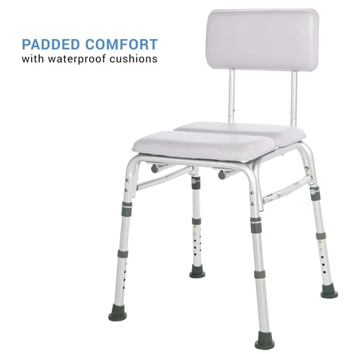 Miniatura 2 de Lumex - Silla de ducha acolchada de lujo con respaldo, cojines acolchados impermeables para mayor comodidad y calidez, color blanco, 7944KD-1