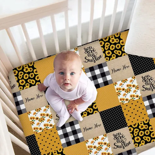 Miniatura 9 de Sábana bajera personalizada para cuna de bebé con nombre náutico – Ropa de cama ajustable azul marino personalizada para niños y niñas, paquete
