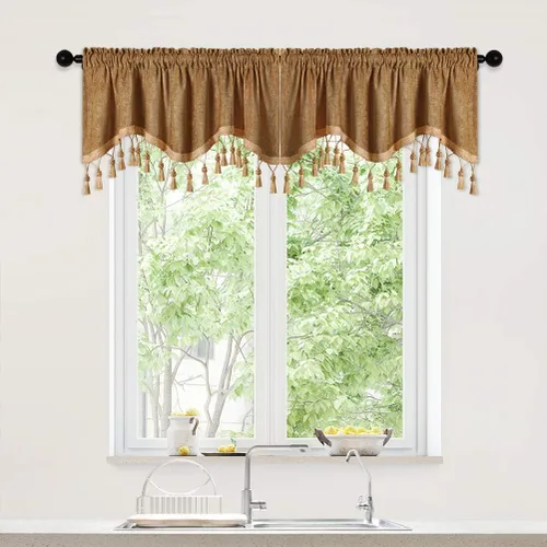 Miniatura 41 de Cortinas de doble cara de felpilla para cortina de cocina, cenefa para sala de estar