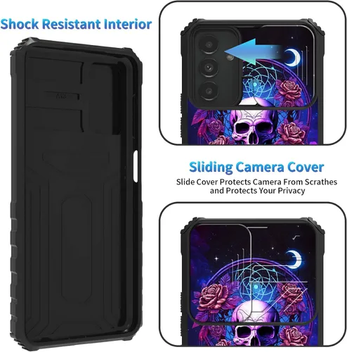 Miniatura 624 de Funda para Samsung Galaxy S22 Ultra 5G, Galaxy S22 Ultra con cubierta de cámara deslizante, funda resistente de doble capa con función atril Black
