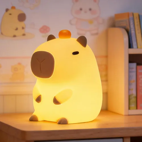 Miniatura 13 de Luz nocturna de silicona de pingüino, bonita lámpara de pingüino rosa con sombrero, luz nocturna de guardería para bebé, recargable/regulable, Bebé