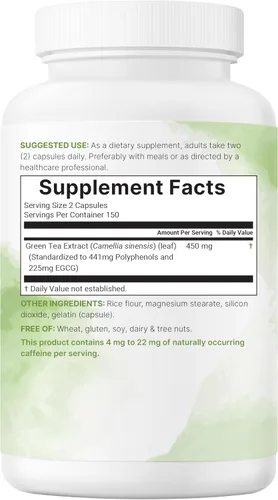 Miniatura 6 de Micro Ingredients Extracto de té verde extra fuerte, 300 cápsulas Suministro para 5 meses Suplemento antioxidante de polifenoles de máxima