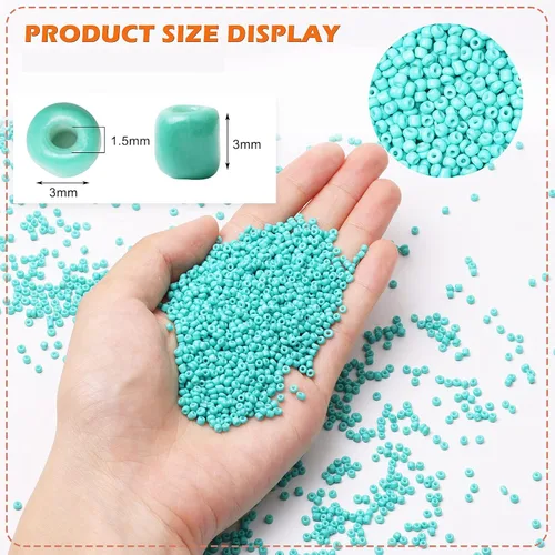 Miniatura 2 de 5000 cuentas de semillas de vidrio verde a granel, pequeñas cuentas espaciadoras de cintura para pulseras, collares, joyería, proyectos