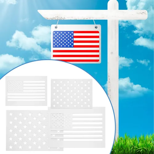 Miniatura 4 de Plantilla de estrella de 50 estrellas con la bandera estadounidense y plantilla de bandera de Estados Unidos 2 en 1 para pintar sobre tela, papel