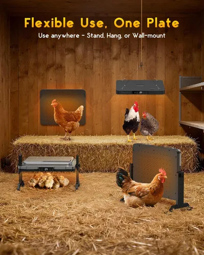 Miniatura 7 de Magicfly - Plato de criador para pollitos ajustable de 200 W con temperatura y temporizador, diseño seguro que cumple con UL, calentador radiante