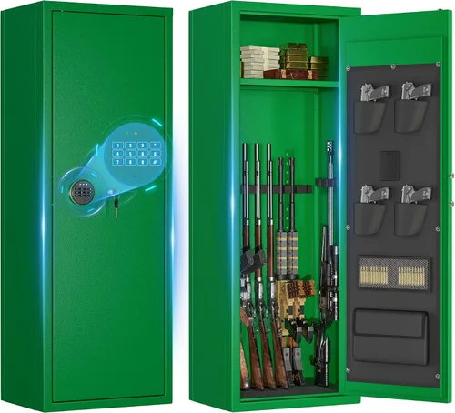 Miniatura 17 de Greenvelly 14-16 Caja fuerte para rifles y pistolas, caja fuerte para rifles con cerradura de teclado, gabinete para armas de fuego para rifles