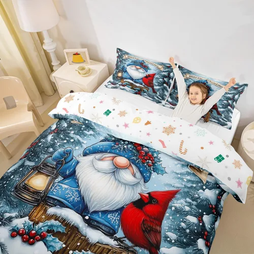 Miniatura 12 de Juego de funda de edredón para niños de Feliz Navidad, tamaño King, juego de ropa de cama de pingüinos de dibujos animados, animales árticos
