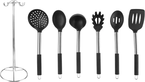 Miniatura 8 de Classic Cuisine - Juego de utensilios de cocina de 7 piezas, herramientas y soporte de cocina de acero inoxidable y silicona, resistente al calor
