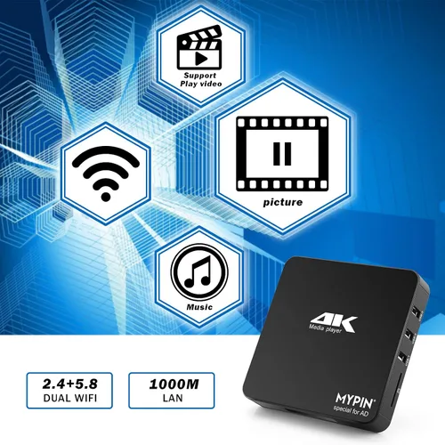 Miniatura 4 de Reproductor multimedia MP4 4K @60hz con fuente de alimentación, unidad USB HDD/256G de 8 TB/tarjeta SD con salida HDMI/AV para HDTV/PPT MKV AVI MP4