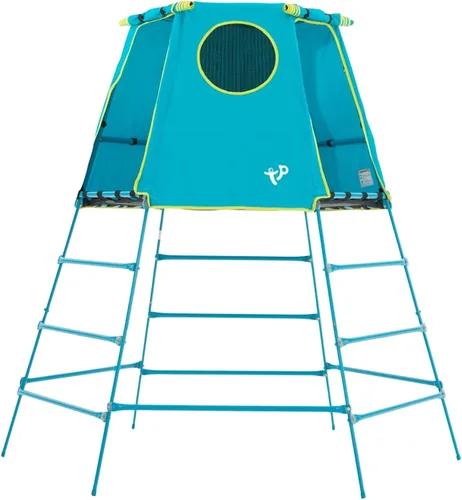 Explorer 2 Jungle Gym - Juego de escalada con marco de acero ajustable, toldo y plataforma resistentes a la intemperie, juego al aire libre y equipo