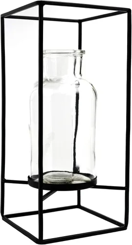 Miniatura 2 de EXCELLO GLOBAL PRODUCTS Jarrón de vidrio decorativo con soporte de alambre de metal: decoración de jarrón transparente para decoración moderna