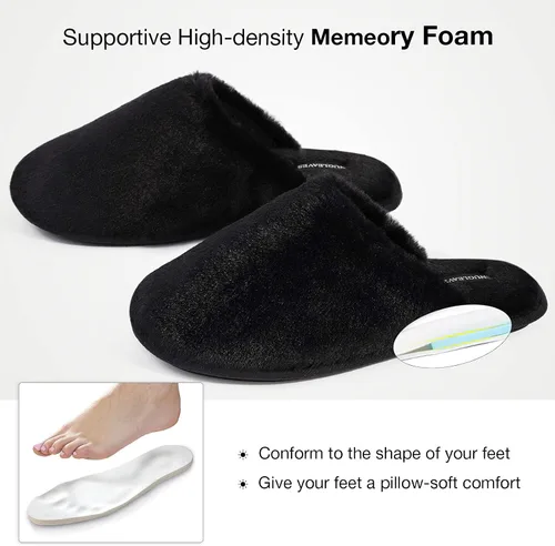 Miniatura 4 de Snug Leaves - Pantuflas de piel sintética con forro de espuma viscoelástica, para mujer
