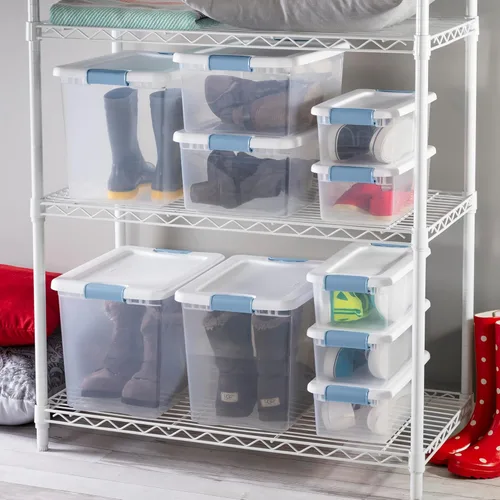 Miniatura 7 de Sterilite - Paquete de 12 contenedores apilables con pestillo, contenedores de almacenamiento bajo la cama con tapas, plástico transparente, 15