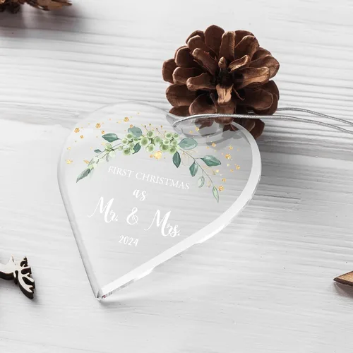 Miniatura 4 de Regalos de boda para parejas, adornos de Navidad para colgar en el árbol, decoración para recién casados, Navidad, 2023, nuestra primera Navidad