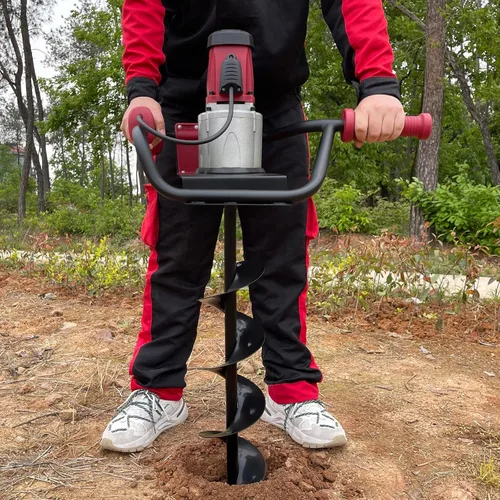Miniatura 2 de 1500W 1.6HP Electric Post Hole Excavadora de extensión con brocas de 5.91 pulgadas y 3.94 pulgadas Excavadora eléctrica para plantar vallas