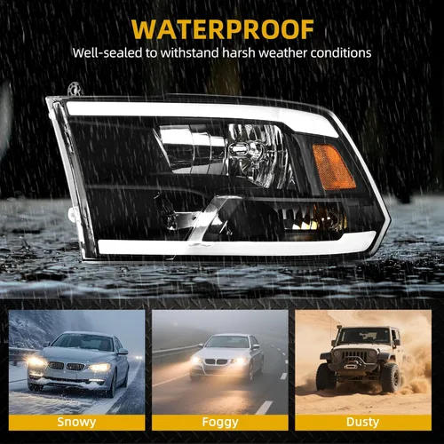 Miniatura 5 de DWVO: Juego de faros delanteros LED DRL Switchback compatible con Dodge Ram 1500 modelo 2009 a 2018/Dodge Ram 2500 3500 modelo 10 a 18/Ram 1500