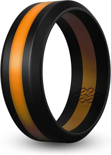 Miniatura 6 de Knot Theory Anillo de silicona a rayas para hombres y mujeres – color negro, gris, rojo, azul, naranja, amarillo, púrpura