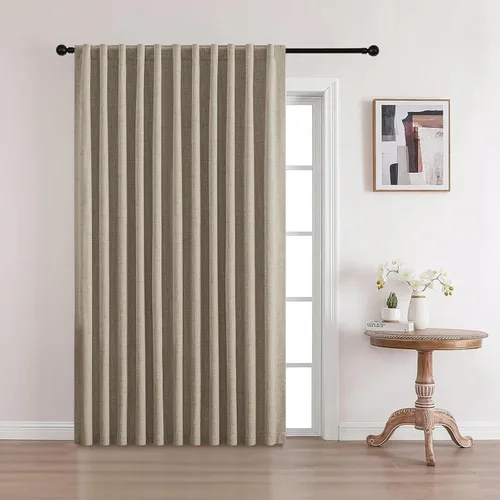 Miniatura 35 de CUCRAF Juego de 2 paneles de cortinas 100% opacas de lino de 84 pulgadas de largo, con pestaña trasera y bolsillo para barra para sala de estar