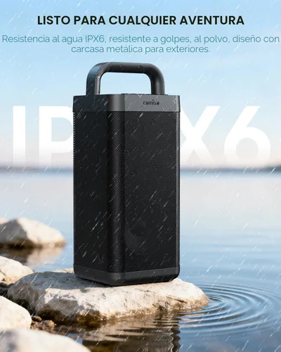 Miniatura 3 de COMISO Altavoz Bluetooth portátil con graves profundos, 150W de potencia máxima, altavoz impermeable IPX6 para exteriores con 12 horas
