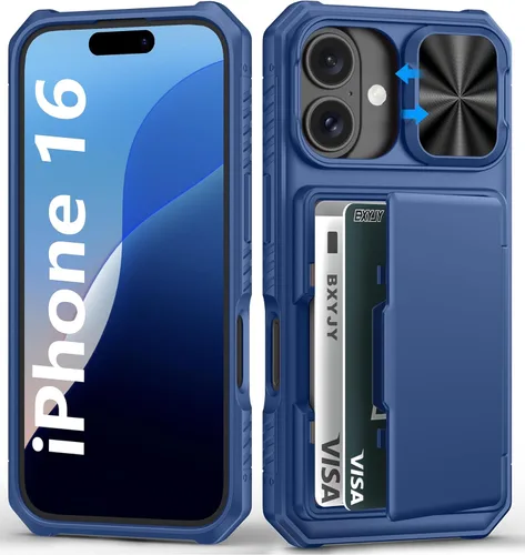 Miniatura 43 de BXYJY Funda tipo cartera para iPhone 15 Pro con tarjetero (4-5 tarjetas) y cubierta deslizante para cámara y soporte, protección contra caídas