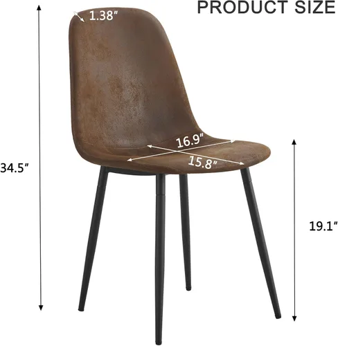 gopop Juego de 4 sillas de comedor, modernas sillas de comedor de cocina, sillas laterales tapizadas para comedor en piel sintética, respaldos de