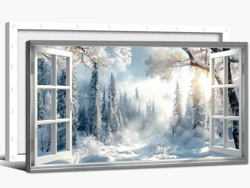 Miniatura 28 de TIMUBA Arte de pared de pesebre navideño, impresiones en lienzo de belén, imagen de póster cristiano de Jesús de noche estrellada, pintura