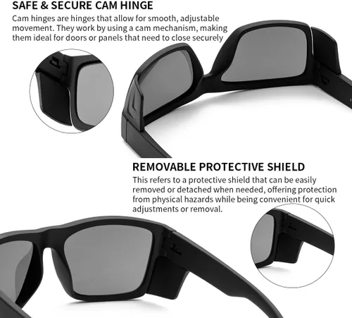 Miniatura 6 de Lentes de sol de seguridad para hombre, negro mate, lentes de sol de seguridad polarizados, cumplen con las normas ANSI Z87+, protección UV
